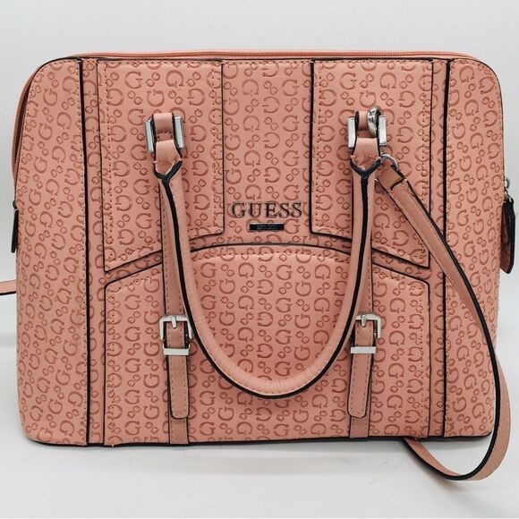 GUESS Large Logo Pattern Faux Leather Purse Shoulder Strap - Picture 1 of 11